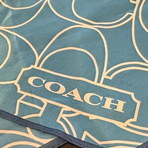 Coach Teal and Beige Patterned Scarf